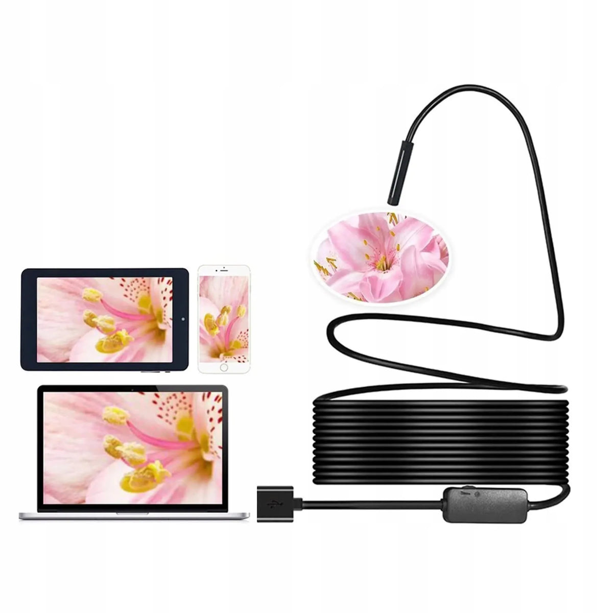 3 viename HD endoskopinė inspekcinė kamera „Android“ telefonui, USB-C, IP67, 1 m, LED