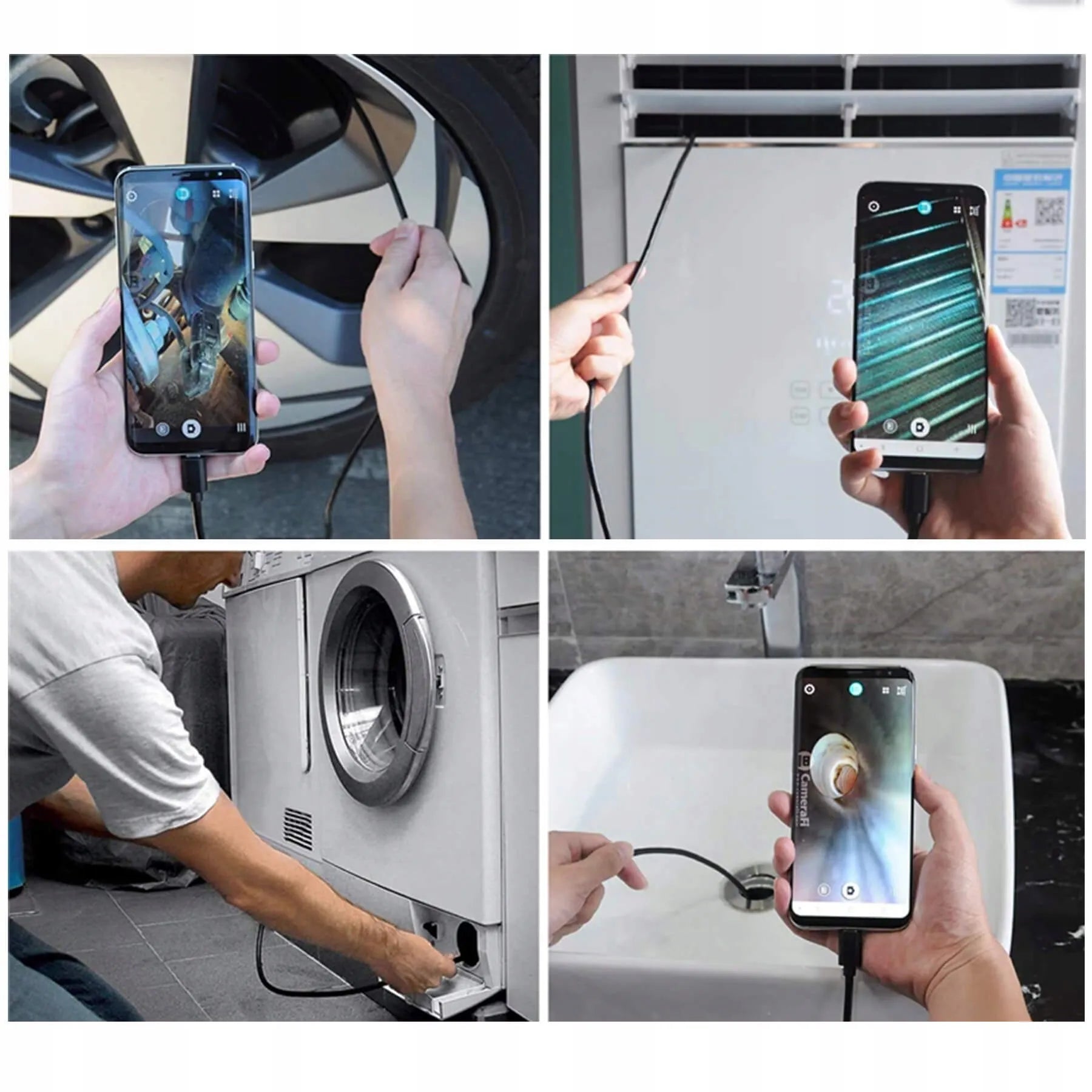 3 viename HD endoskopinė inspekcinė kamera „Android“ telefonui, USB-C, IP67, 1 m, LED