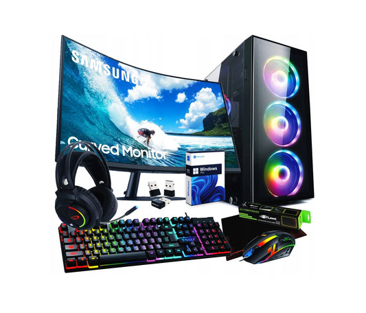 Žaidimų kompiuterio rinkinys – Ryzen 5, Radeon RX VEGA, 16 GB RAM, 1 TB SSD, 24″ LED monitorius, Windows 11