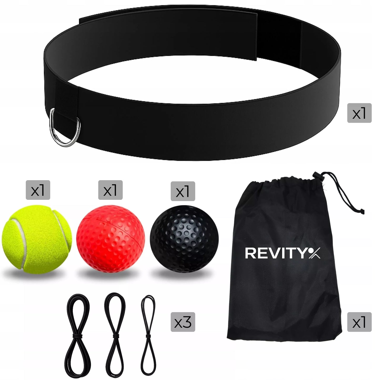 Reflekso kamuoliukas ant galvos bokso treniruočių rinkinys REFLEX BALL 3 vnt.