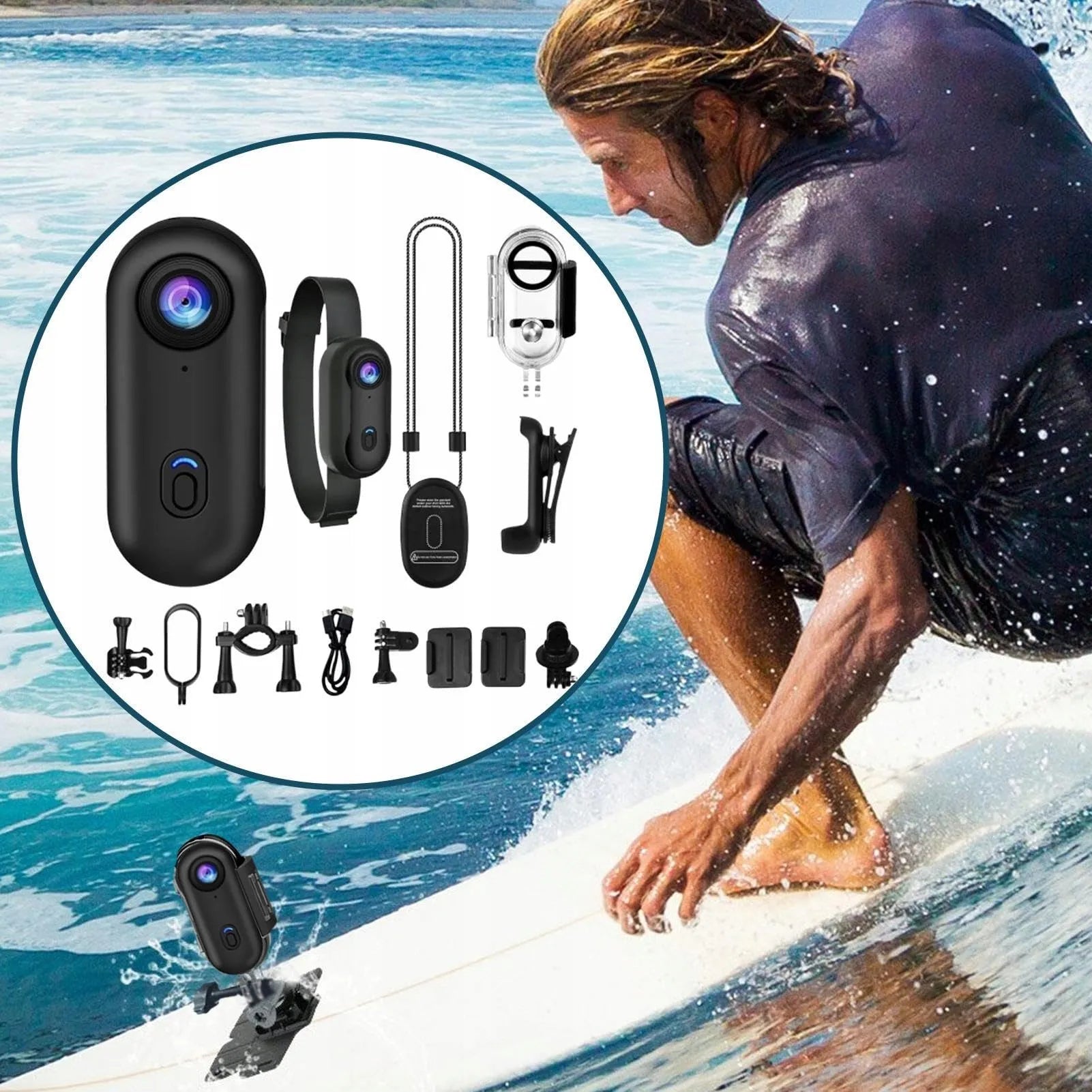 360° sportinė kamera povandeninė 1080P veiksmo kamera plataus kampo 120°