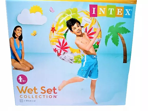 Pripučiama gelbėjimo plūdurė INTEX su rankenomis baseinui ir ežerui, ROŽINIS FLAMINAS 97CM