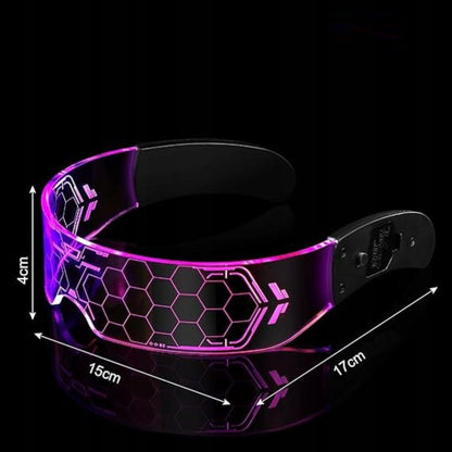 RGB LED akiniai, šviečiantys 7 spalvomis, vakarėliui, "Cyberpunk", neoniniai, festivaliui