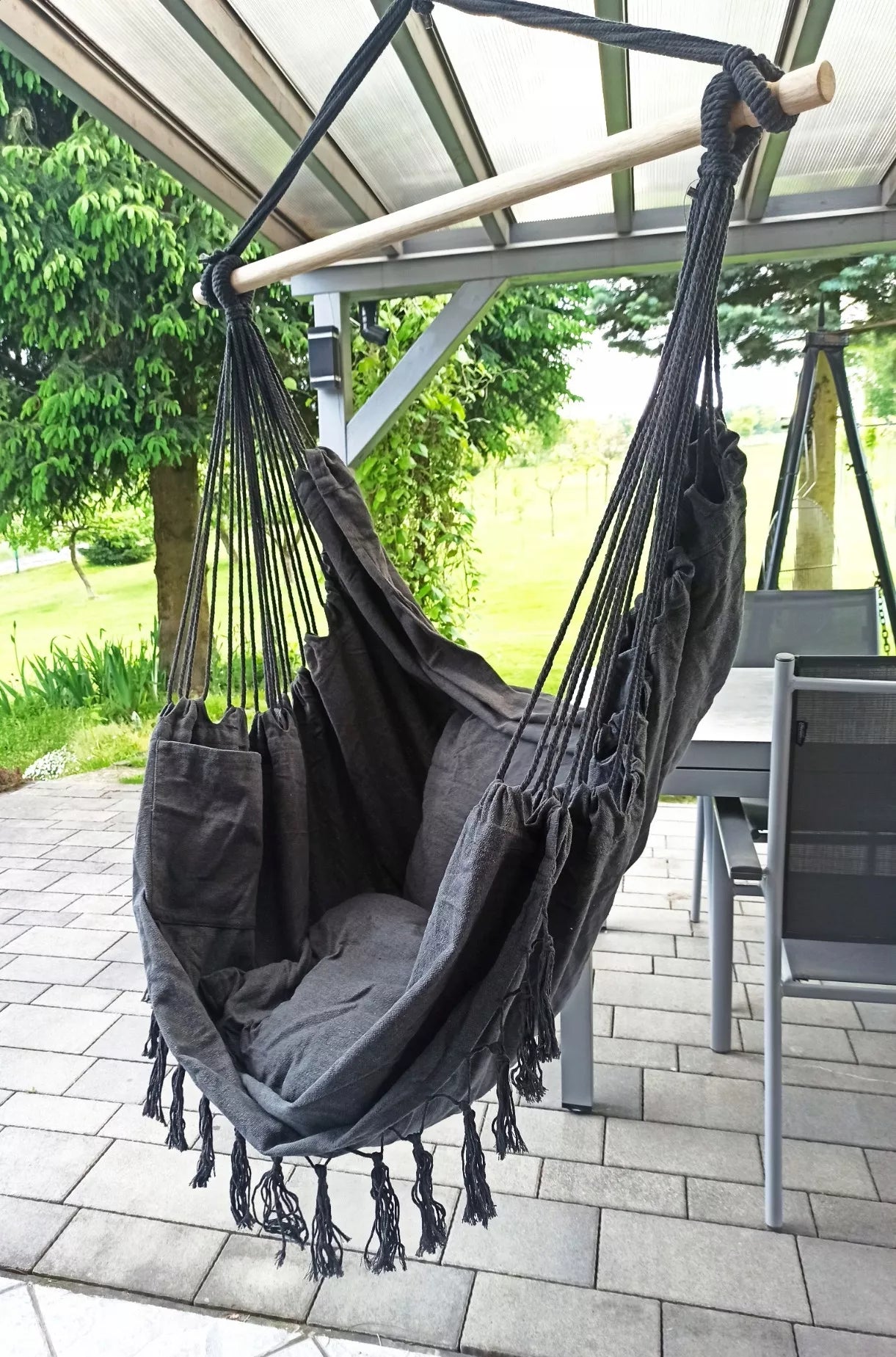 BRAZILIETIŠKAS SŪPUOKLYNĖ FOTELIS DIDELĖ BOHO HAMAKAS-KĖDĖ