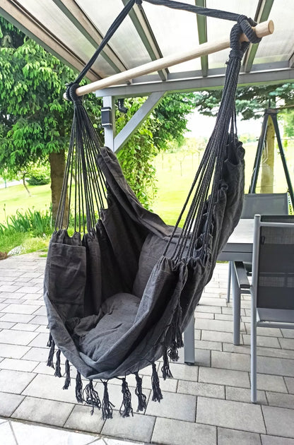 BRAZILIETIŠKAS SŪPUOKLYNĖ FOTELIS DIDELĖ BOHO HAMAKAS-KĖDĖ