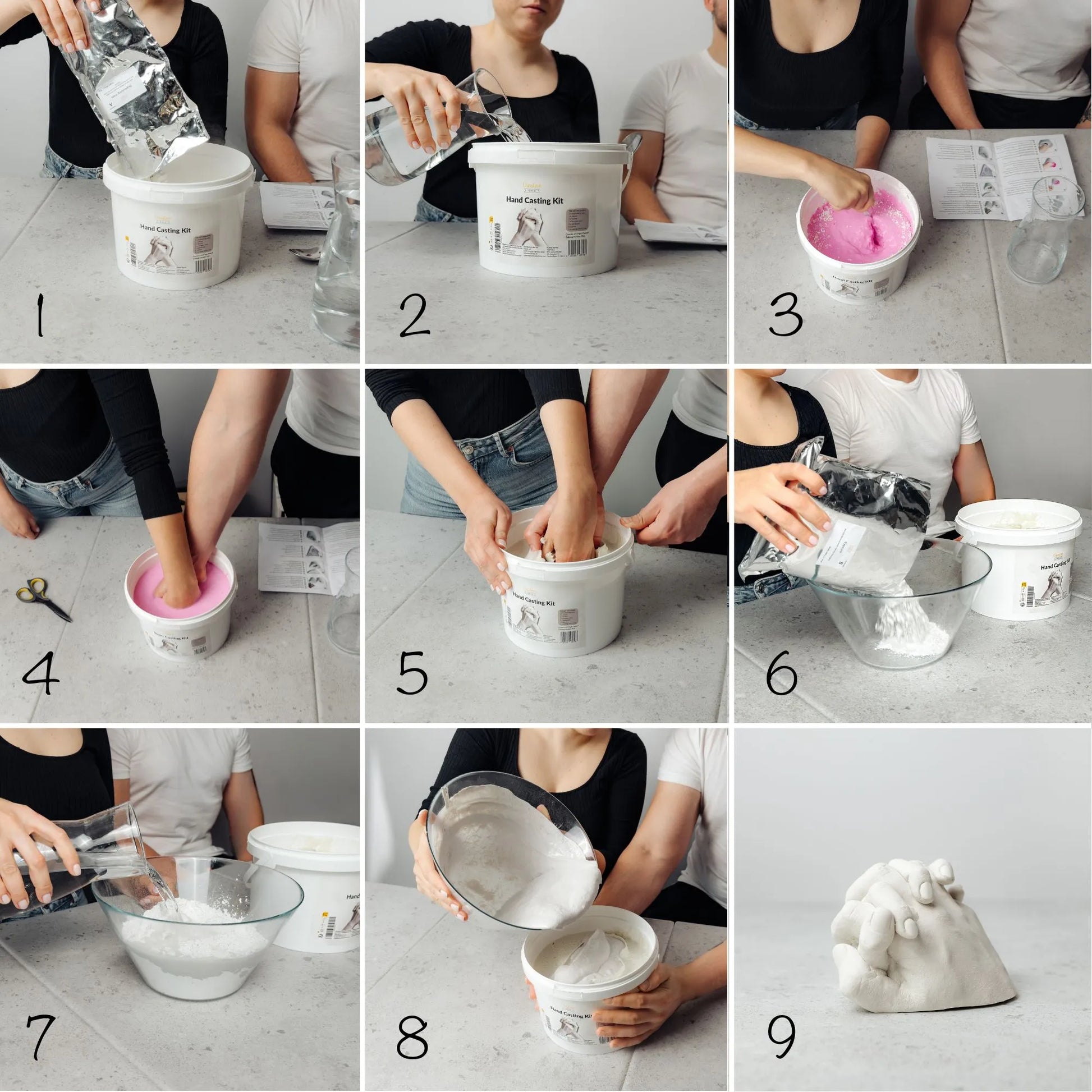 3D gipso liejimo rinkinys susikibusioms rankoms, dovana porai, gipsas 1kg