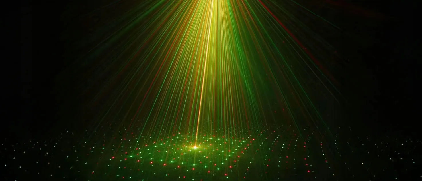 3D lazerinis projektorius MEGA DISCO lazeris diskotekai su garso jutikliu ir stroboskopu