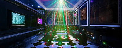 3D lazerinis projektorius MEGA DISCO lazeris diskotekai su garso jutikliu ir stroboskopu