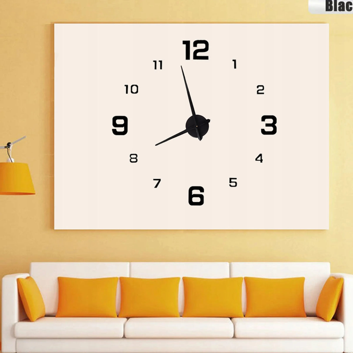 3D modernus sieninis laikrodis, klijuojamas prie sienos, juodas, XXL, 130 cm, DIY