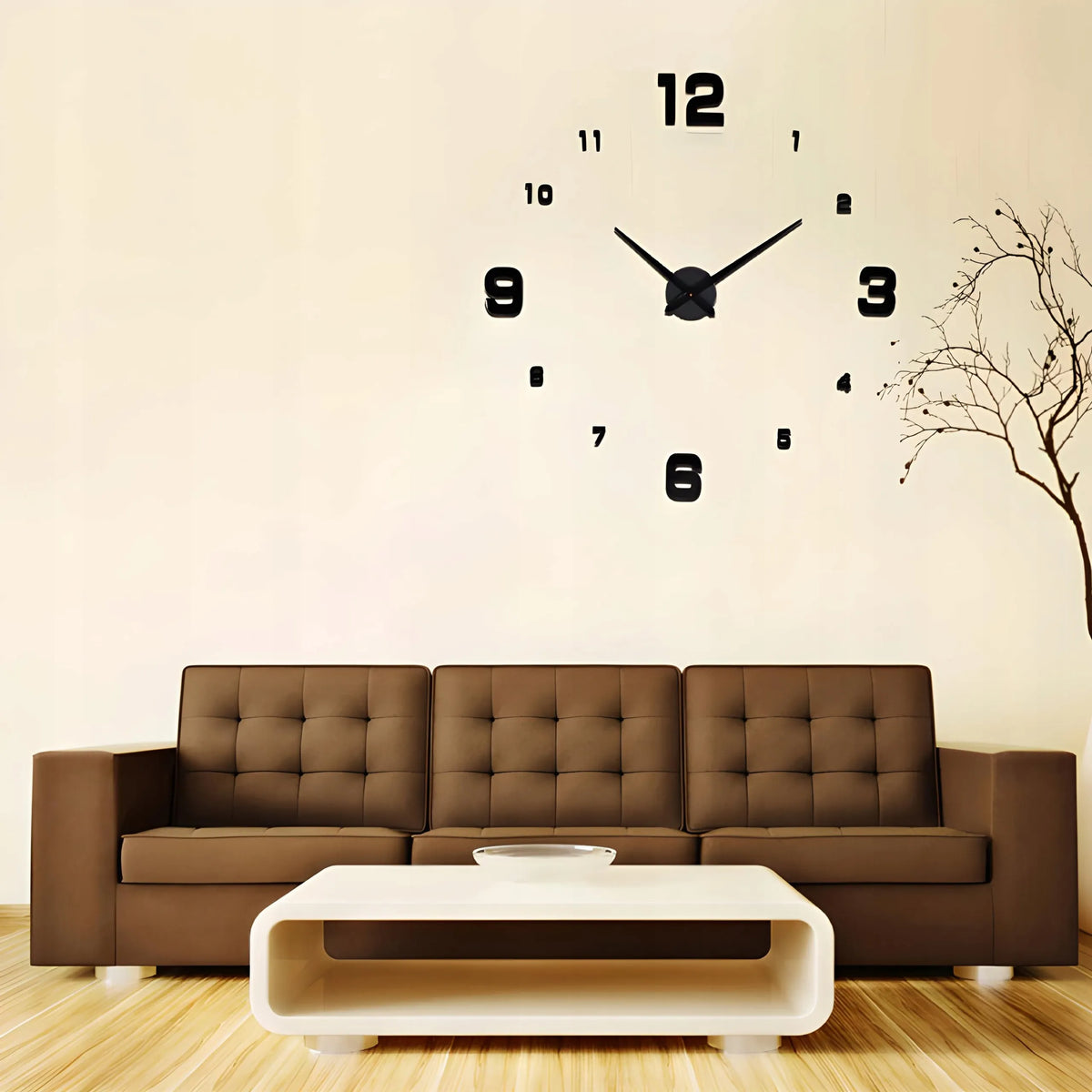 3D modernus sieninis laikrodis, klijuojamas prie sienos, juodas, XXL, 130 cm, DIY