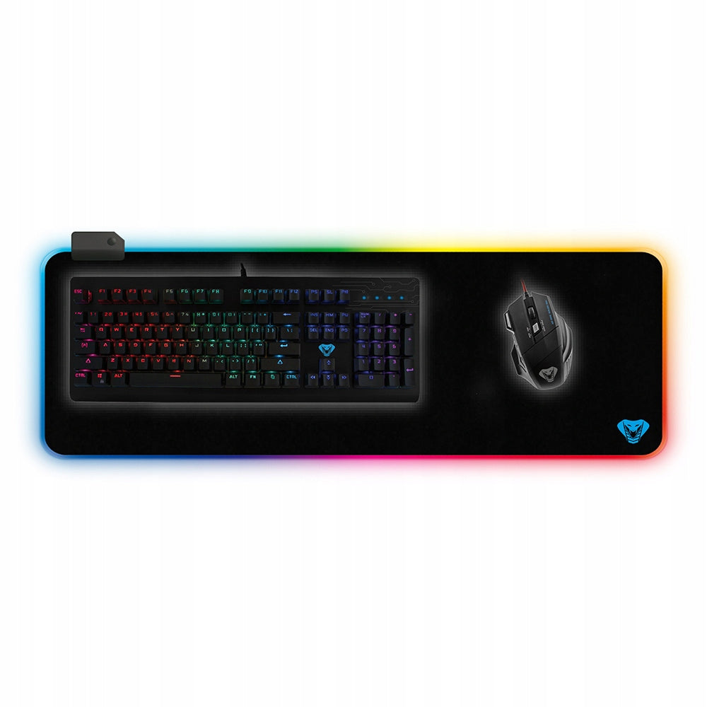 RGB GAMING MAT Didelis žaidėjo kilimėlis su spalvotu RGB apšvietimu