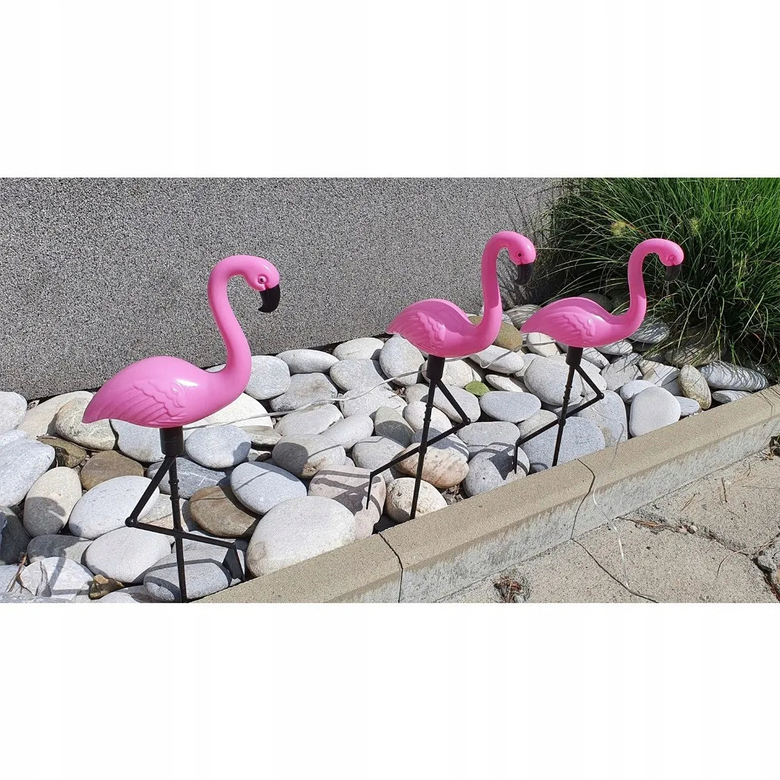 3x dekoracinis LED flamingų sodo šviestuvas, 54 cm