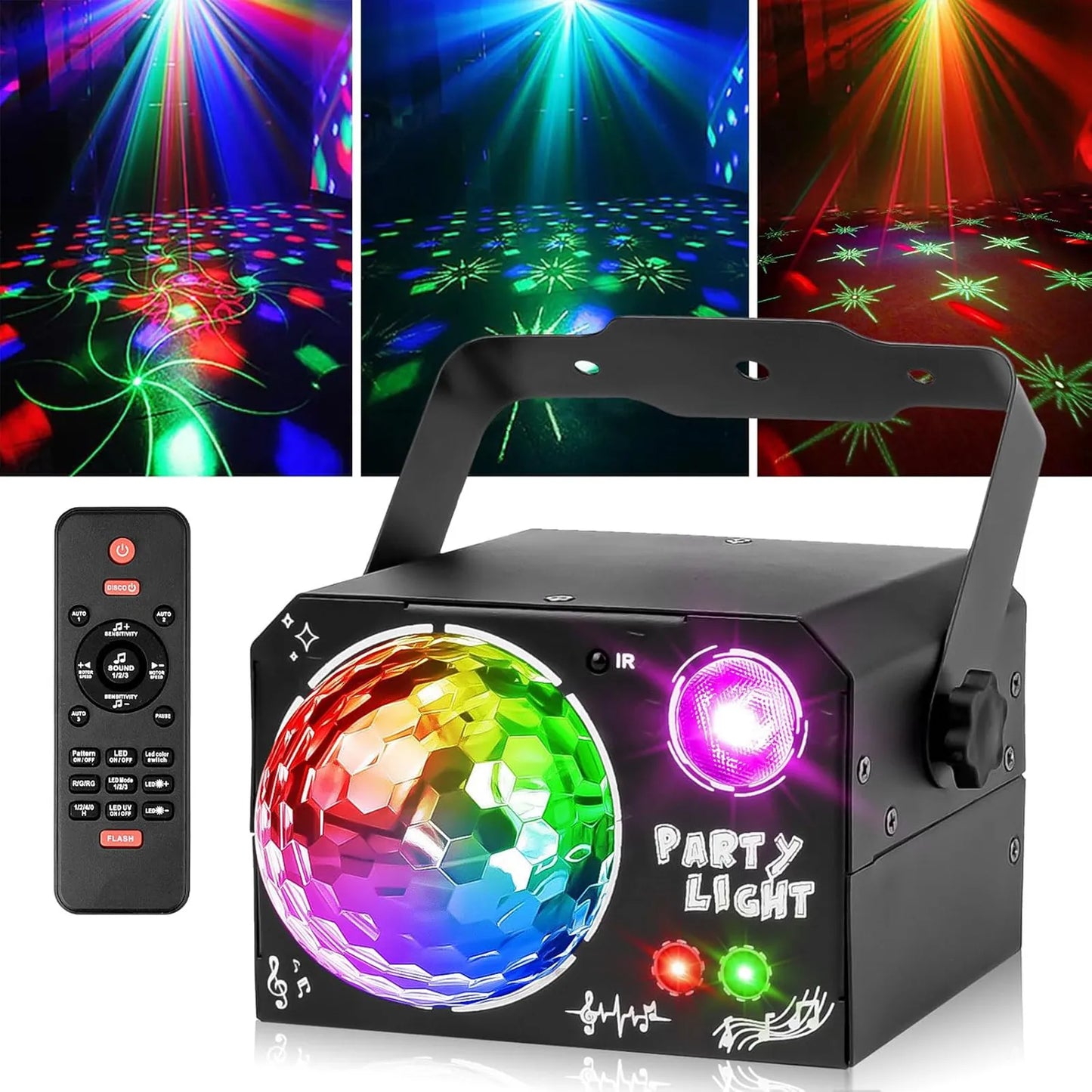 4 viename LED diskotekos lazerinis šviestuvas su nuotolinio valdymo pultu modelis TYUHG