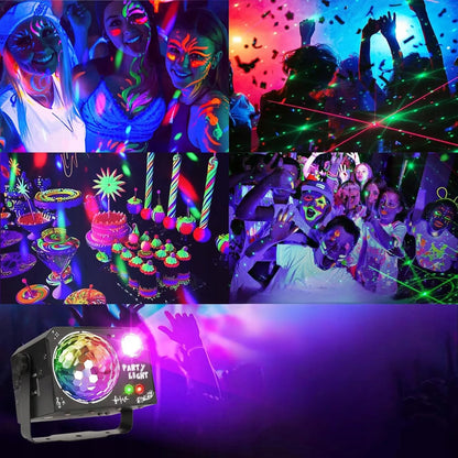 4 viename LED diskotekos lazerinis šviestuvas su nuotolinio valdymo pultu modelis TYUHG