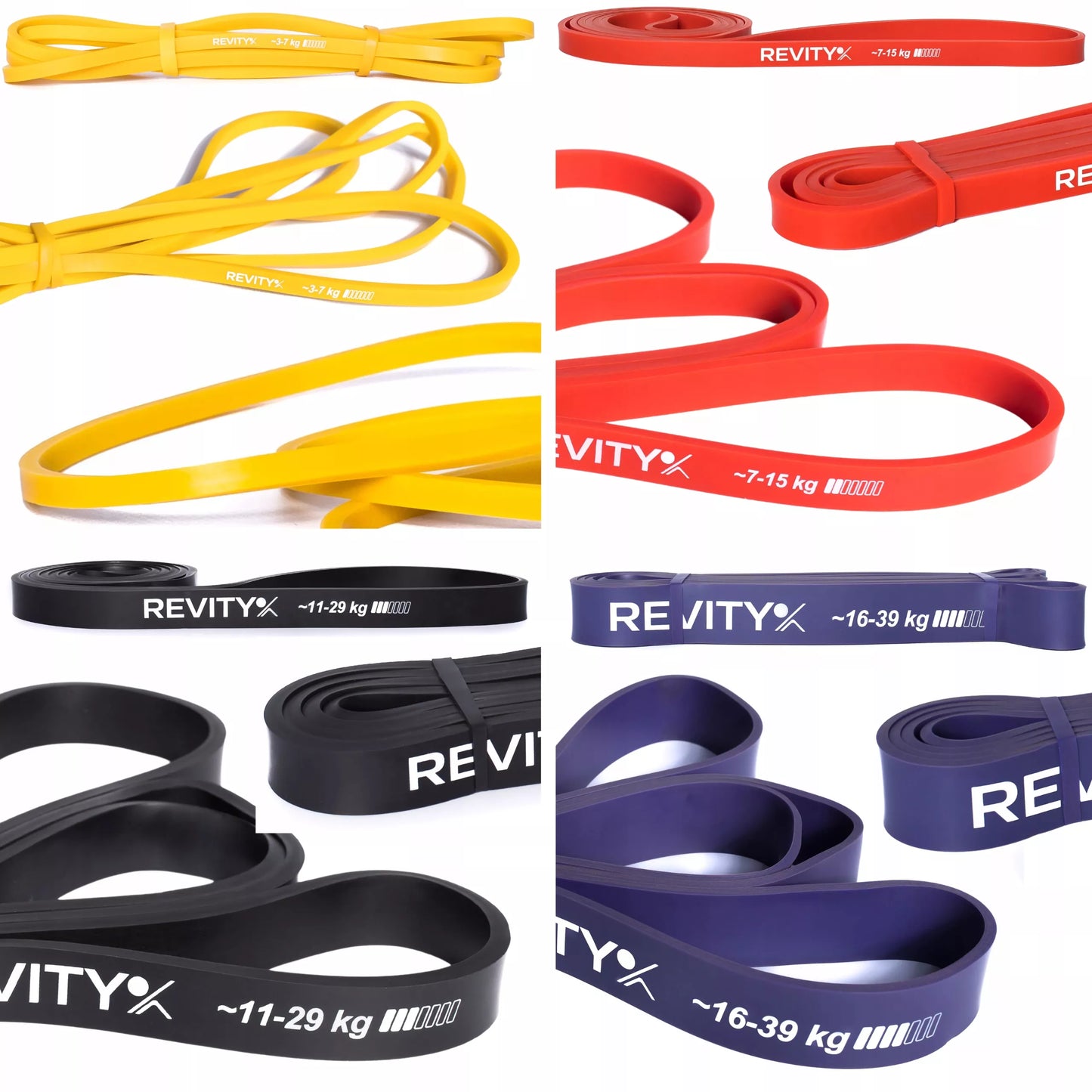 Atspariosios treniruočių gumos, fitneso juostos CrossFit, gumų rinkinys POWER BAND 4 vnt.