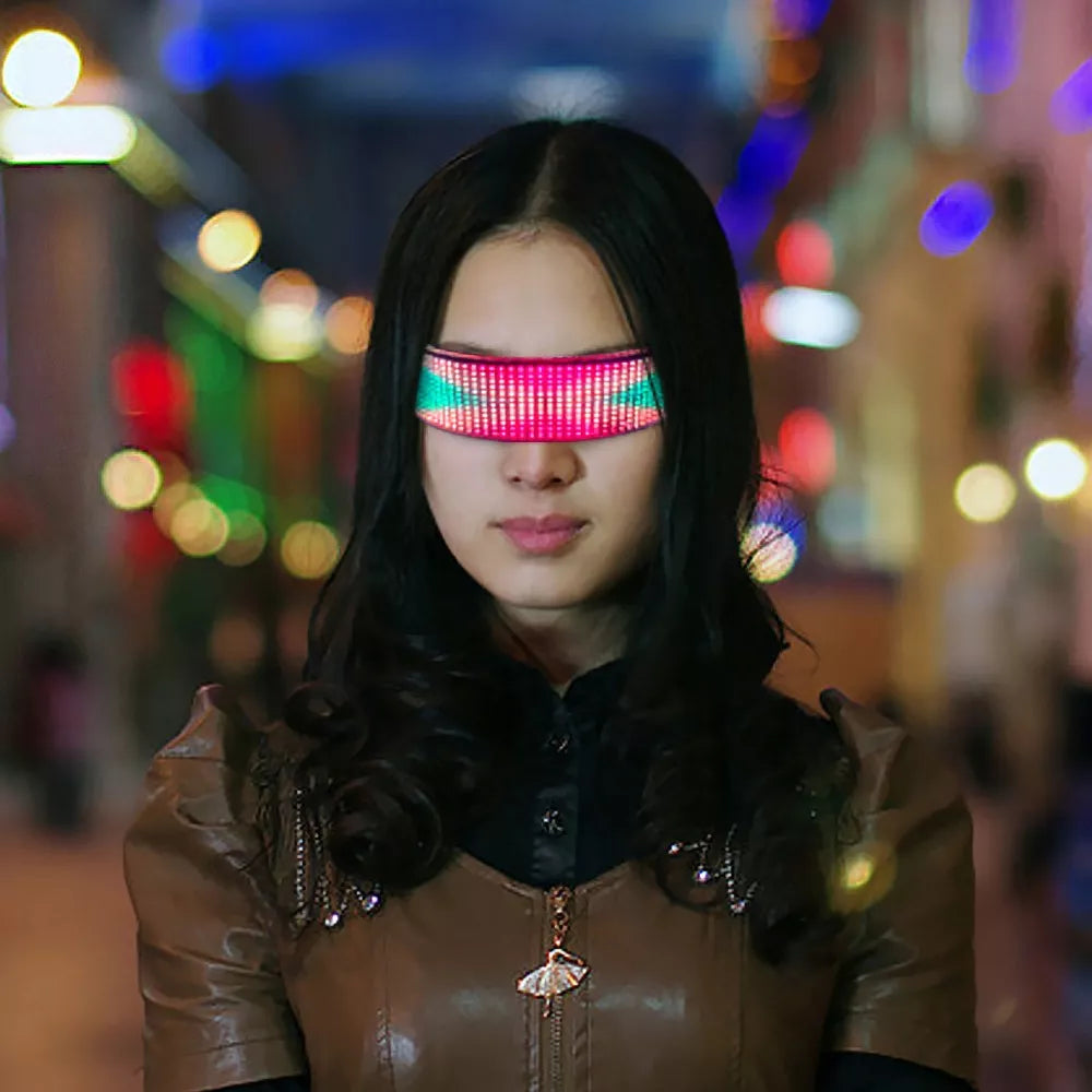 Bluetooth LED vakarėlių akiniai su teksto animacija ir "pasidaryk pats" funkcija