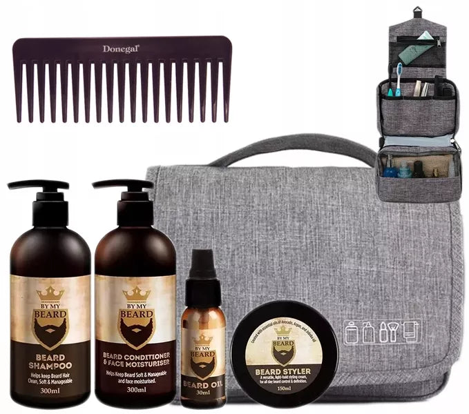 Profesionalus barzdos priežiūros rinkinys, dovana vyrams, kosmetikos krepšys