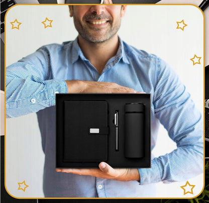 Dovanų rinkinys: Termosas su LED ekranėliu, rašiklis, užrašų knygelė. Dovana šventėms.