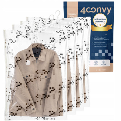 4CONVY 4 vnt. pakabinami vakuuminiai maišai striukėms ir megztiniams 70x100 cm