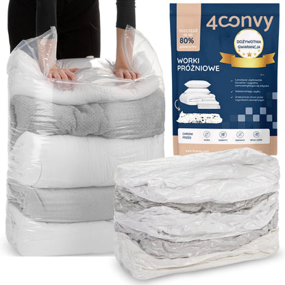4CONVY 5x vakuuminis maišas patalynei, antklodėms, drabužiams 80x100x30, kubo formos, didelis