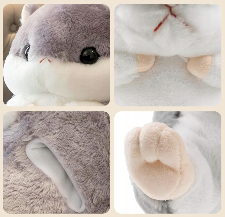 Pilka žiurkėno antklodė 3in1 rinkinys 200cm antklodė pagalvėlė minkštas žaislas 2in1 pliušinis žaislas