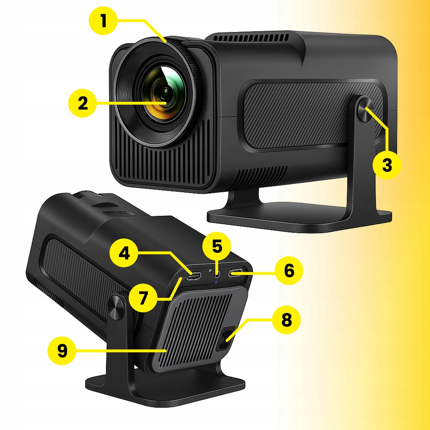 4K Android LED WiFi mini nešiojamasis Full HD projektorius HY320 su USB ir Jack jungtimi