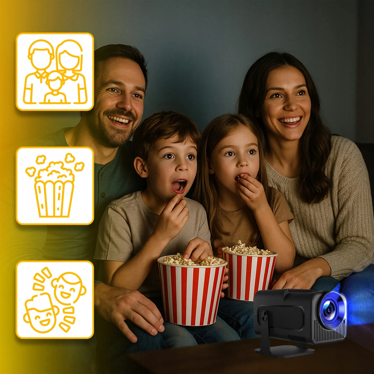 4K Android LED WiFi mini nešiojamasis Full HD projektorius HY320 su USB ir Jack jungtimi