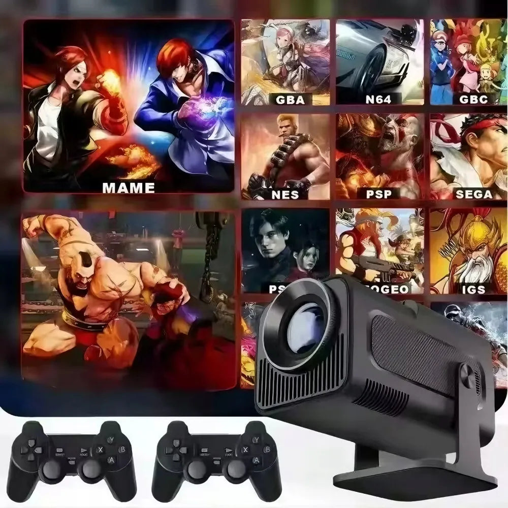4K LED projektorius su „Android“, „Game Stick Pro“ ir 2 pulteliais