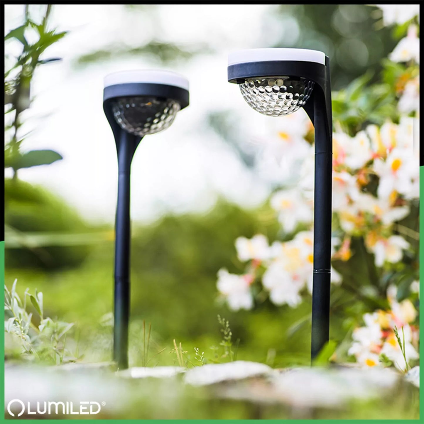 4x LED sodo saulės šviestuvas su įsmeigimo funkcija, dekoratyvinis lauko stulpas XL