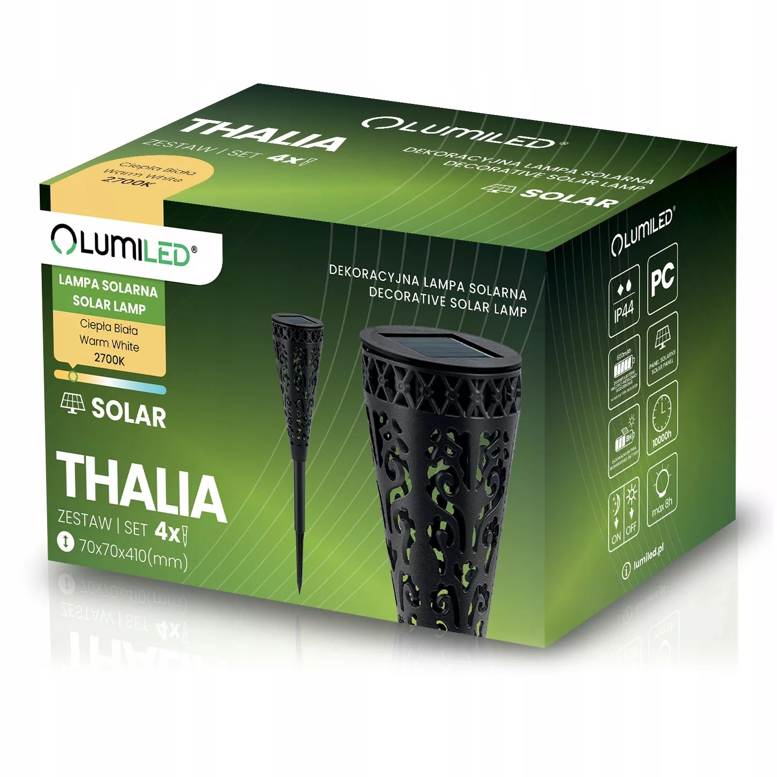 4x LED sodo saulės šviestuvas su smaigu, dekoratyvinis, DIDELIS, lauko stulpas, lemputė