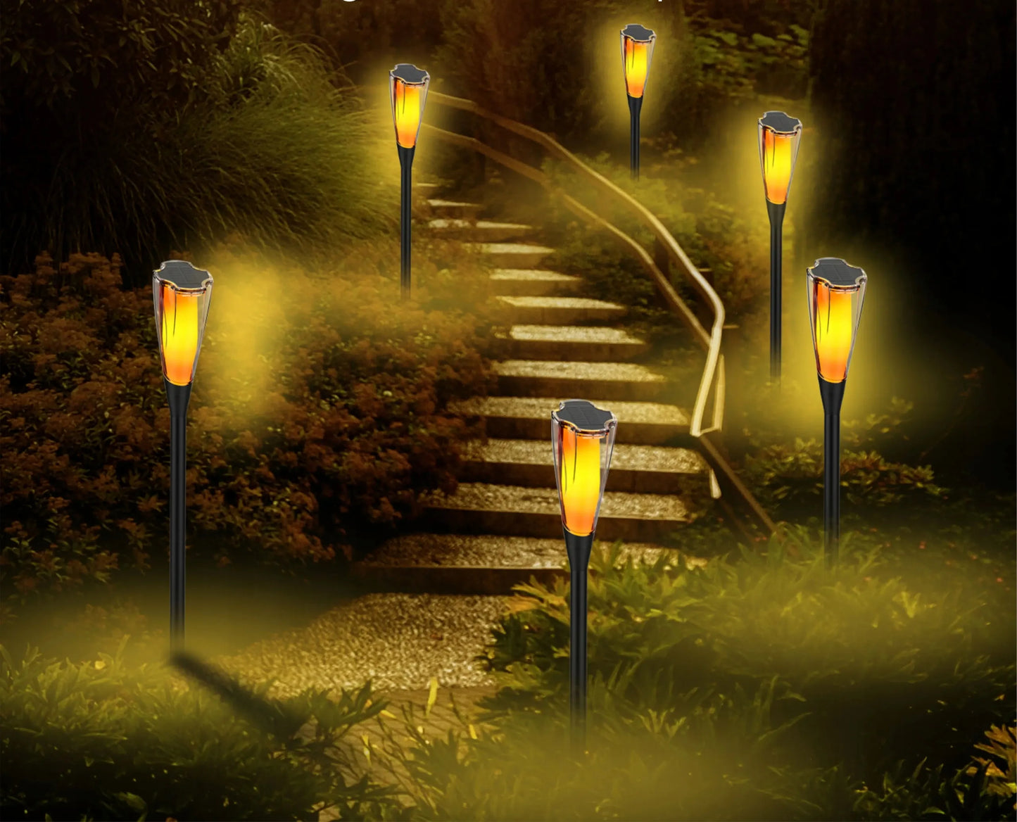 4x Berge saulės energija maitinami LED žibintai – sodo fakelas su ugnies efektu, 65 cm, PREMIUM