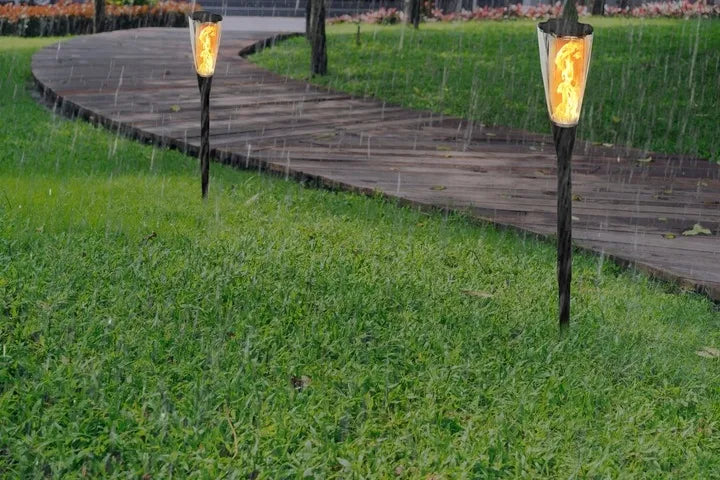 4x Berge saulės energija maitinami LED žibintai – sodo fakelas su ugnies efektu, 65 cm, PREMIUM