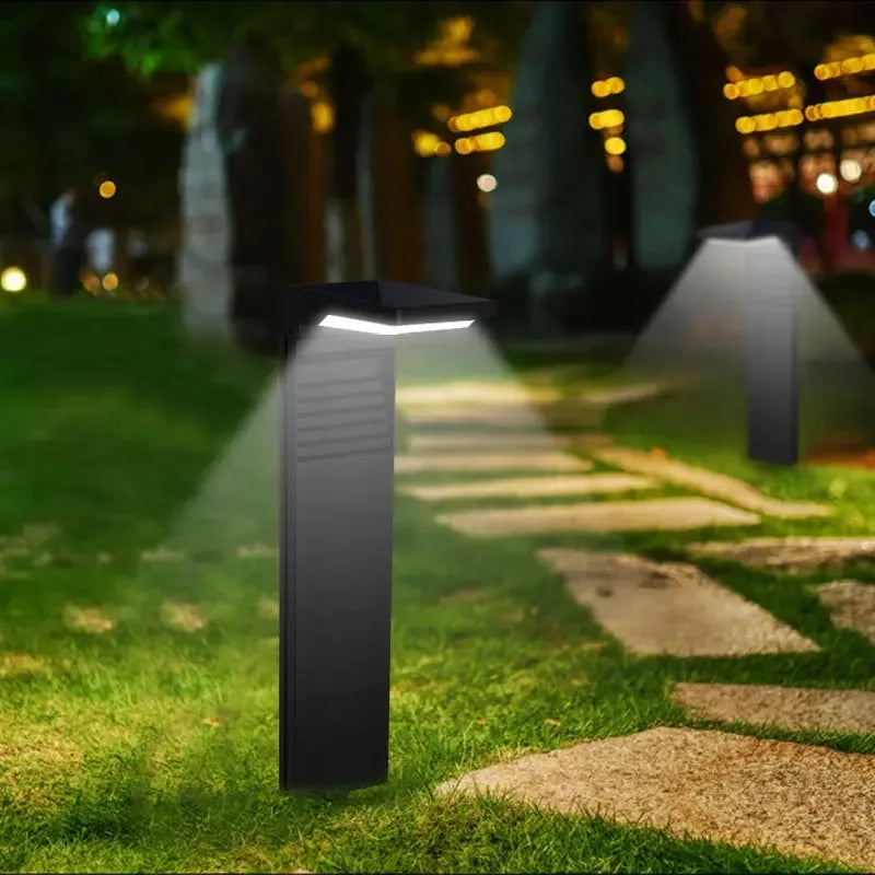 4x saulės energija maitinami LED sodo šviestuvai, juodi stulpai, 57 cm, dekoratyviniai