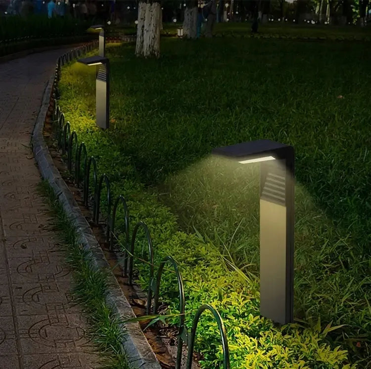 4x saulės energija maitinami LED sodo šviestuvai, juodi stulpai, 57 cm, dekoratyviniai