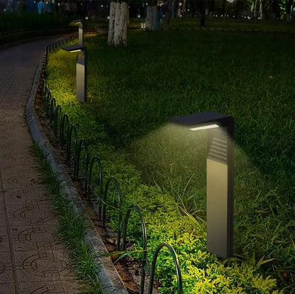 4x saulės energija maitinami LED sodo šviestuvai, juodi stulpai, 57 cm, dekoratyviniai