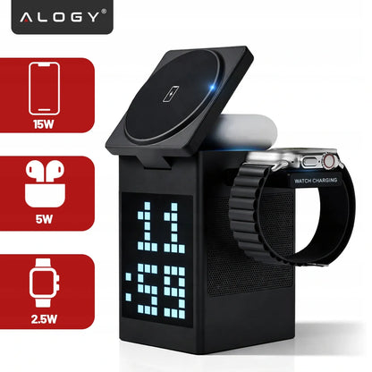 5-in-1 belaidis indukcinis QI įkroviklis, skirtas MagSafe, iPhone, AirPods ir Watch