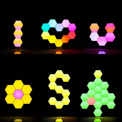 Žaidimų apšvietimas Hexagon Ambience LED RGB dekoracija su programėle ir pulteliu, 12 vnt.
