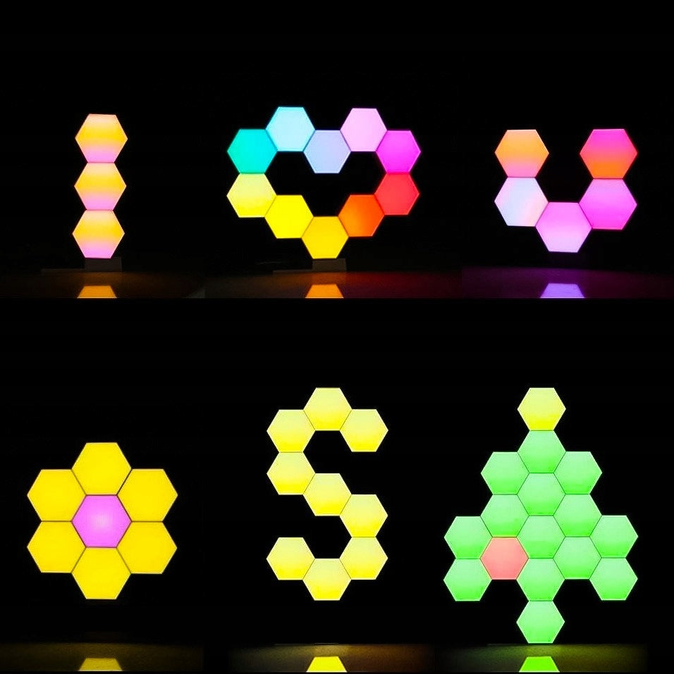 Žaidimų apšvietimas Hexagon Ambience LED RGB dekoracija su programėle ir pulteliu, 12 vnt.