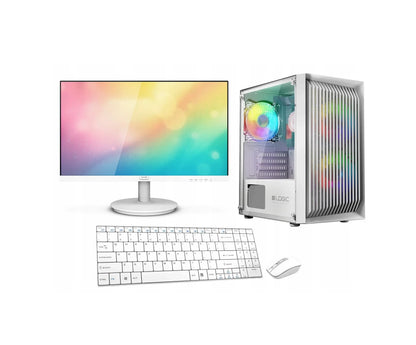 WHITE žaidimų kompiuterio rinkinys – Ryzen 5 5600GT, RX VEGA7, 16 GB RAM, 500 GB M.2 SSD, Wi-Fi, Windows 11, 24″ monitorius