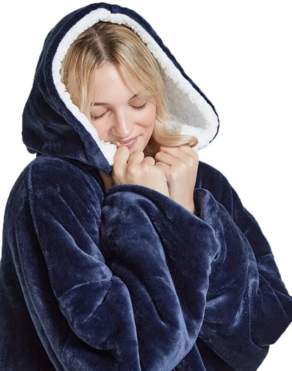 Šiltas pledo-megztinis storas šiltas pledas su rankovėmis oversize 2in1 chalatas TV pledas