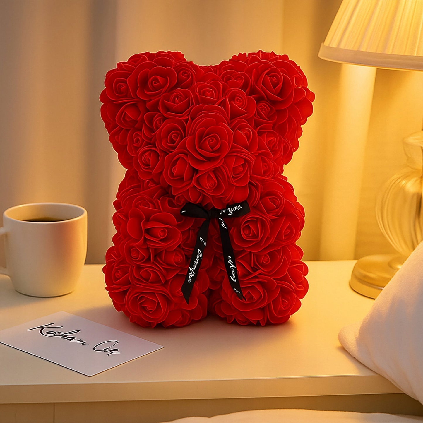 ROŽINIŲ ŽIEDLAPLIŲ MEŠKUTIS DOVANA GIMTADIENIO, KALĖDŲ, MOTULĖS DIENOS, VALENTINO DIENOS DOVANA MYLIMAJAI