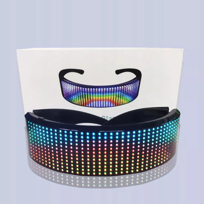 Bluetooth LED vakarėlių akiniai su teksto animacija ir "pasidaryk pats" funkcija