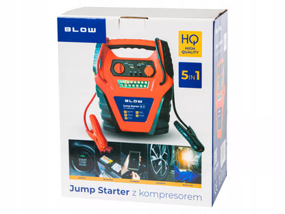 Jump starter / powerbank 5 in 1 – kompresorius ir siurblys automobiliams 12 V, 20000 mAh