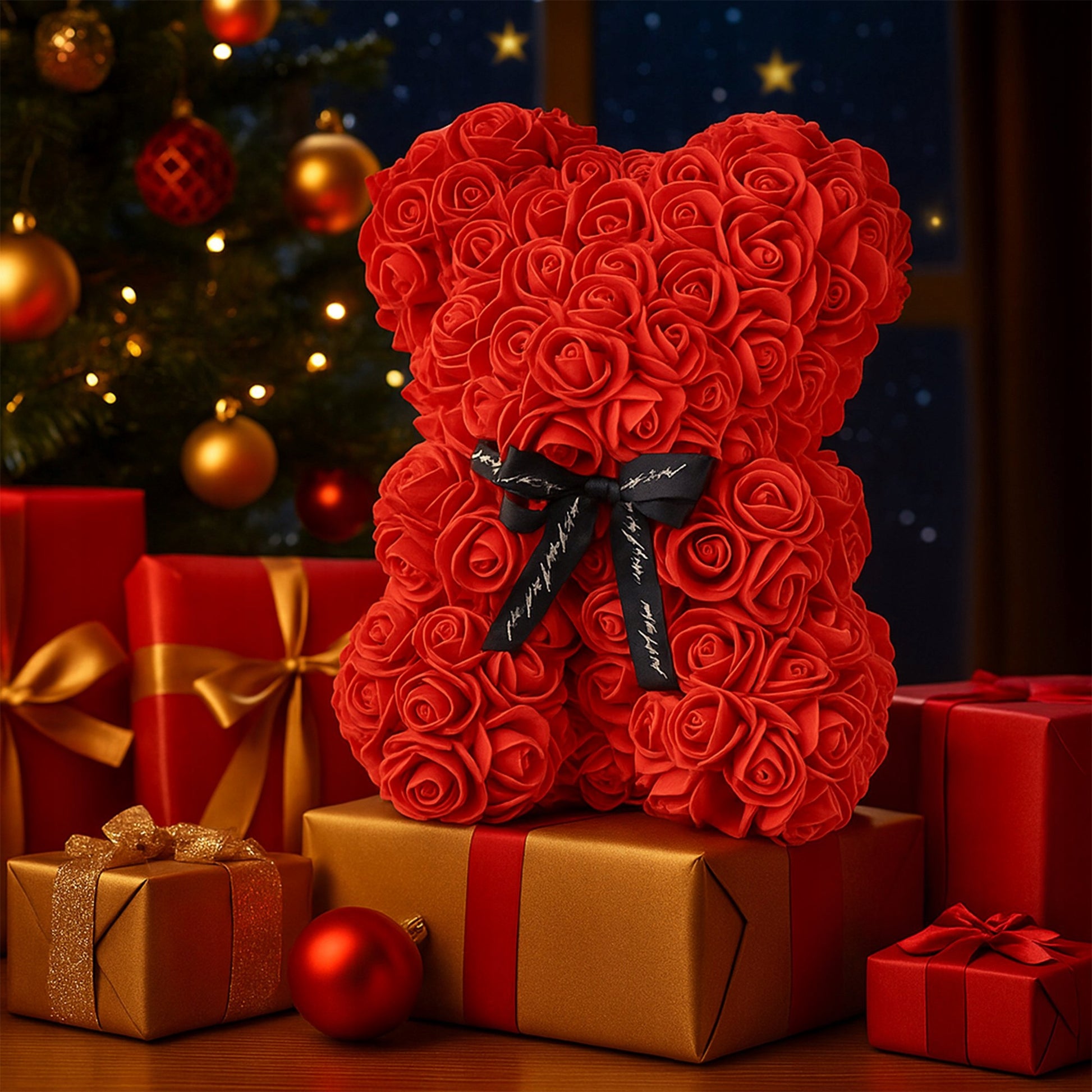 ROŽINIŲ ŽIEDLAPLIŲ MEŠKUTIS DOVANA GIMTADIENIO, KALĖDŲ, MOTULĖS DIENOS, VALENTINO DIENOS DOVANA MYLIMAJAI