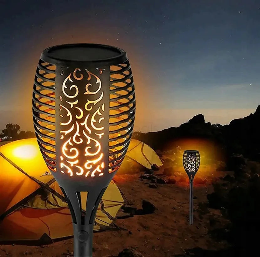 6 vnt. LED saulės energija maitinami sodo fakelai, liepsnos efektas, smaigiami, 50 cm