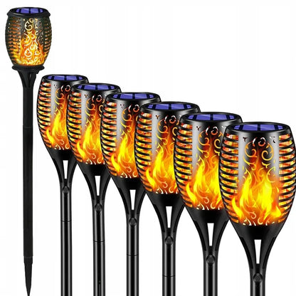 6 vnt. LED saulės energija maitinami sodo fakelai, liepsnos efektas, smaigiami, 50 cm