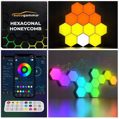 Žaidimų apšvietimas Hexagon Ambience LED RGB dekoracija su programėle ir pulteliu, 12 vnt.