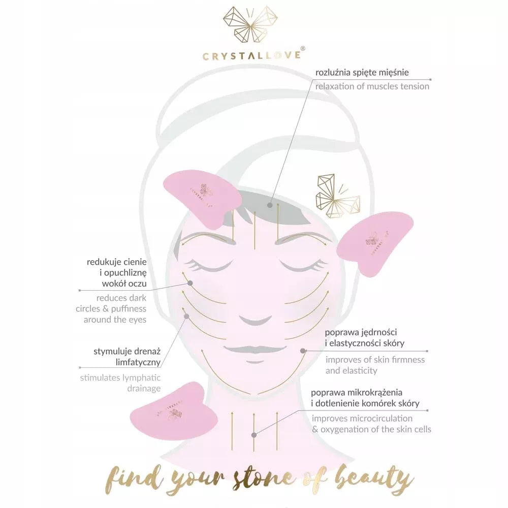 CRYSTALLOVE Atšaldantis ledo gua sha – gua sha veido masažo plokštelė pagaminta iš nerūdijančio plieno
