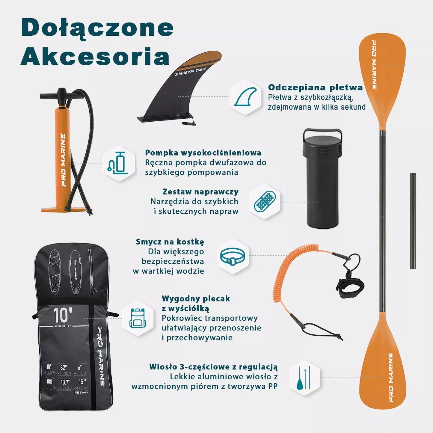 Irklė lentos SUP 305cm STAND UP PADDLE PRO MARINE rinkinys su sėdyne ir priedais