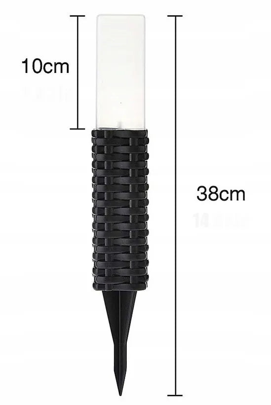 6x saulės energija maitinamos LED sodo stulpelio formos lempos RATTAN, įsmeigiamos, dekoratyvinės, baltos spalvos